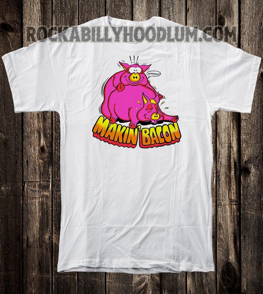 Retro Art Novelty Tee T Shirt Makin Bacon Pigs Chopper Biker Vanner 80 s Unisex T-Shirt XXXXL