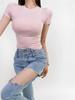 Pure Desire Women's Spicy Girl Round Neck Ribbed Summer T-Shirt