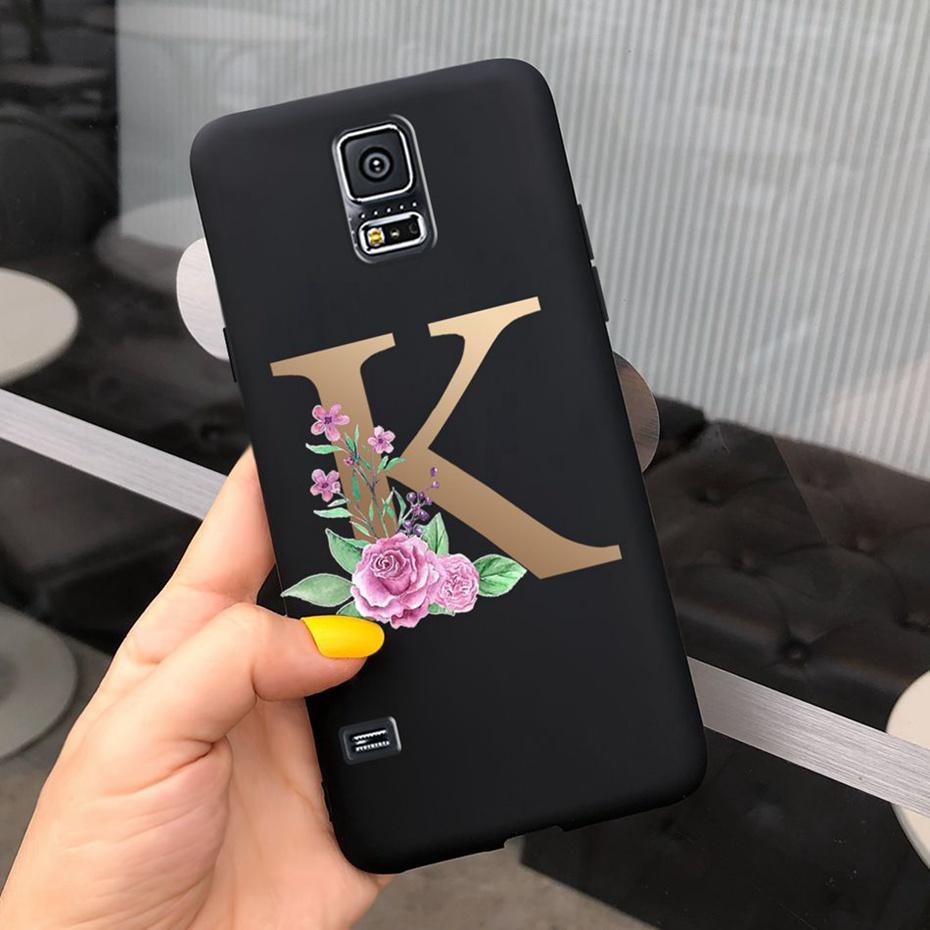 For Samsung Galaxy S5 I9600 Phone Case Flower Initial Alphabet Case For Samsung S5 Neo S 5 G900 G903F SM-G900F Soft Silicon Case