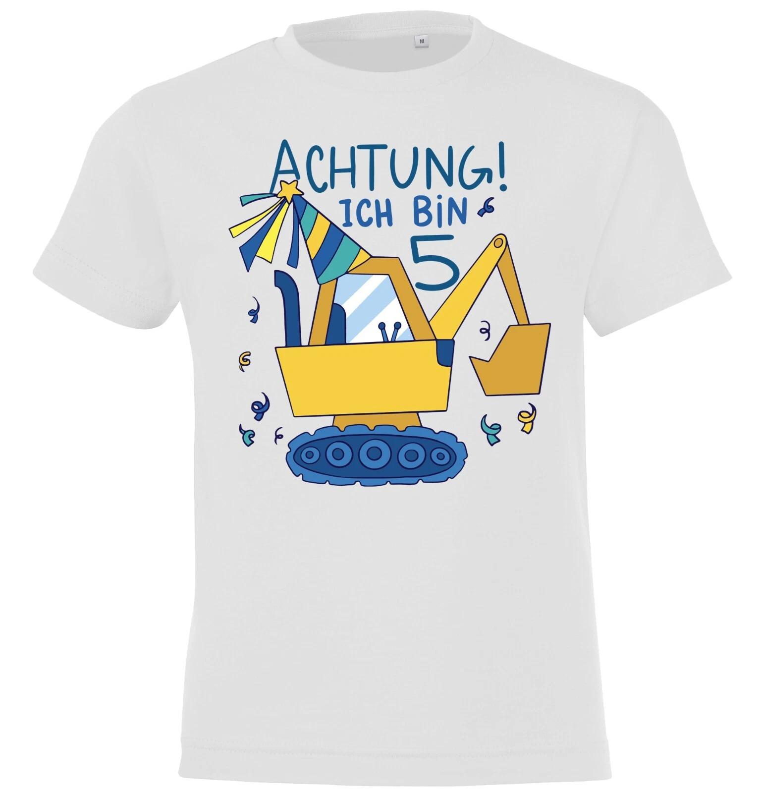 Youth Designz Kids kids boys T-Shirt Attention 5 Years Old Logo Print Birthday Bday Fun 140