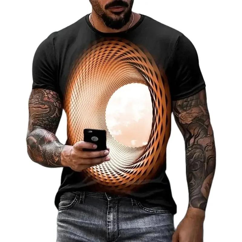 Mode Spaß Himmel Grafik T-Shirts Herren Lässig Dreidimensionaler Wirbel Aufdruck Übergroße O-Ausschnitt T-Shirts