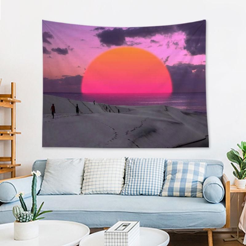 Pink Moon Star Tapestry Bohemian Style Decorative Room Tapestry Living Room Wall Canvas Wall Decorative Tapestry