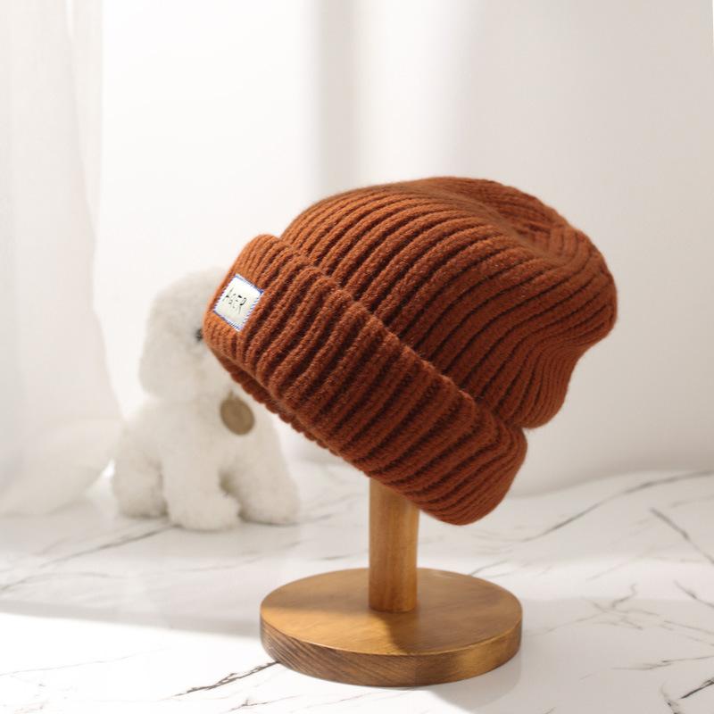 Big Head Knitted Hat for Women In Autumn and Winter Korean Style Versatile Ear Protection and Warm Wool Hat Showing Face Small Piles of Hats