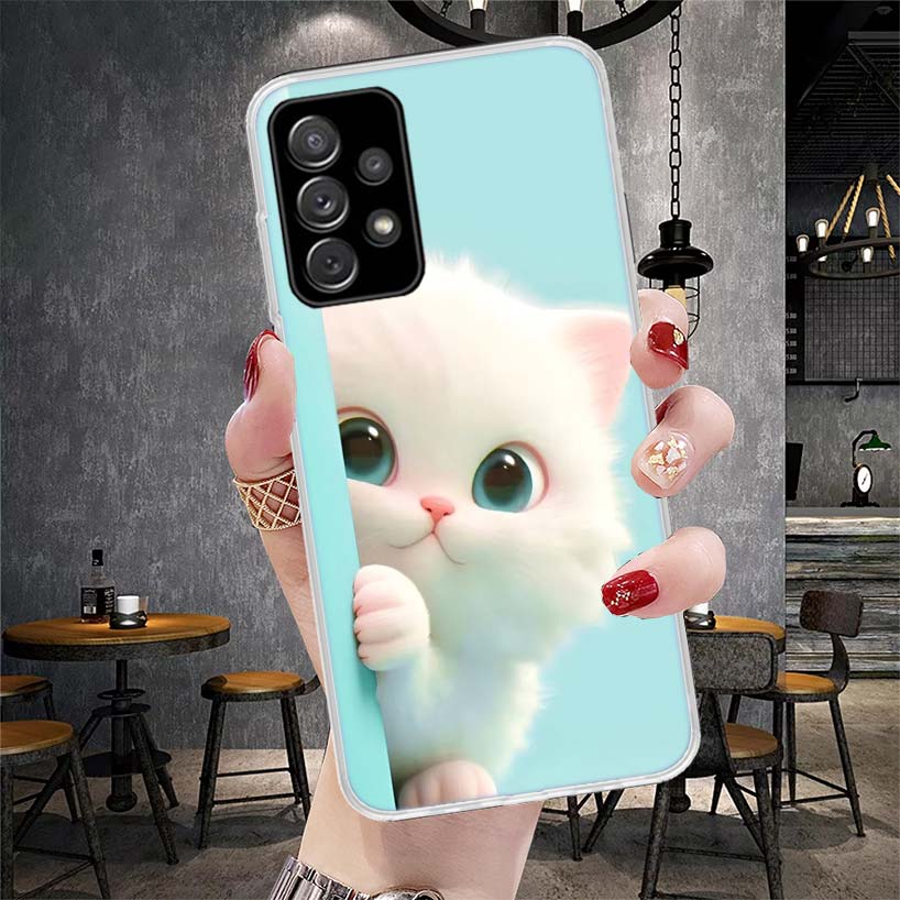 

Милый котенок Мультяшный чехол для телефона Samsung Galaxy A12 A22 A32 A52 A72 A02S A51 A50S A71 A70 A31 A20S Note 20 Ultra S10 A10S Samsung A32 4G