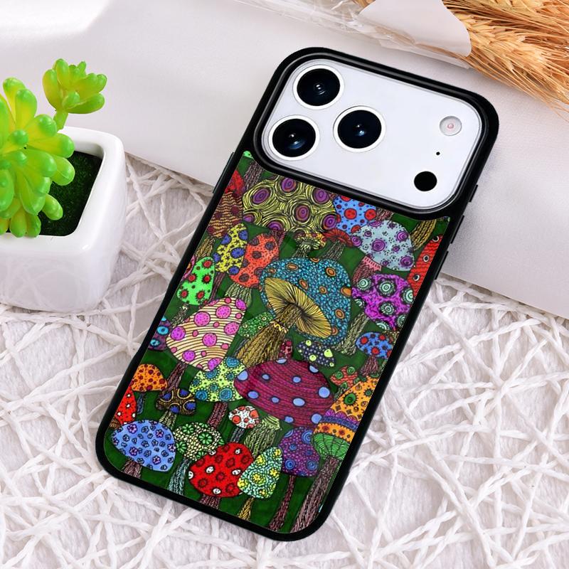 Hippie Mushroom Frog Shrooms Soft Phone Case for iPhone 17 Air 16 15 11 12 14 13 Pro Max Shockproof Cover