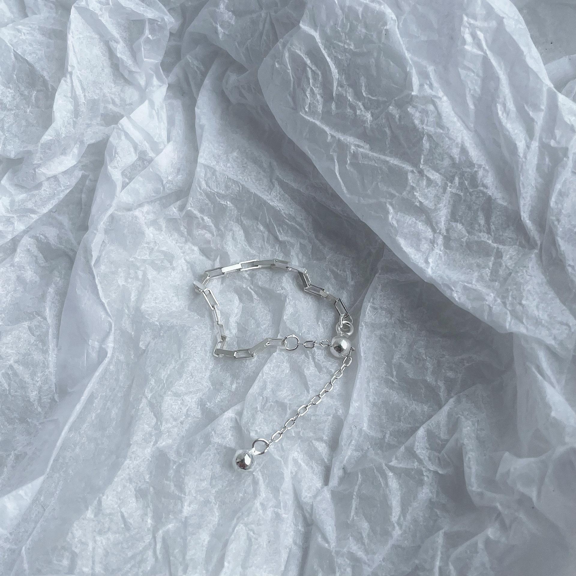Korean Style Dongdaemun S925 Sterling Silver Adjustable Chain Ring for Women Adjustable