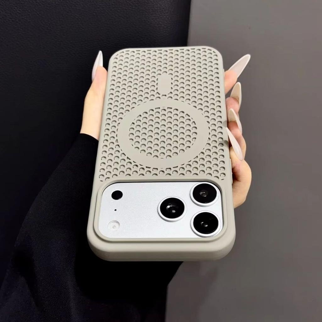 Slim Mesh Hole Heat Dissipation Soft TPU Phone Case For iPhone 18 17 16 15 14 Plus 13 Pro Max Cooling For Magsafe Magnetic Cover