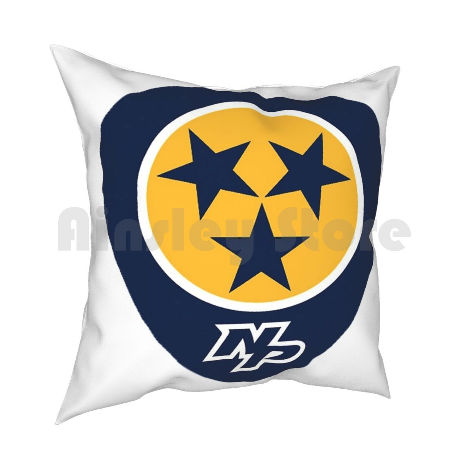 Guitar Pick With TriStar Pillow Case Printed Home Soft DIY Pillow Cover Tri Star Tri Star Navy Gold Yellow Preds Nashville 30x30cm 12x12in