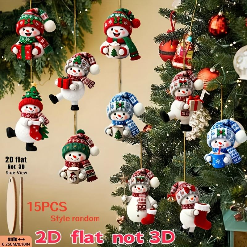 

15 Pieces in Random Styles, Christmas Snowmen in Various Poses Holding Christmas Gifts, Handmade Christmas Ornaments, Essential Christmas D