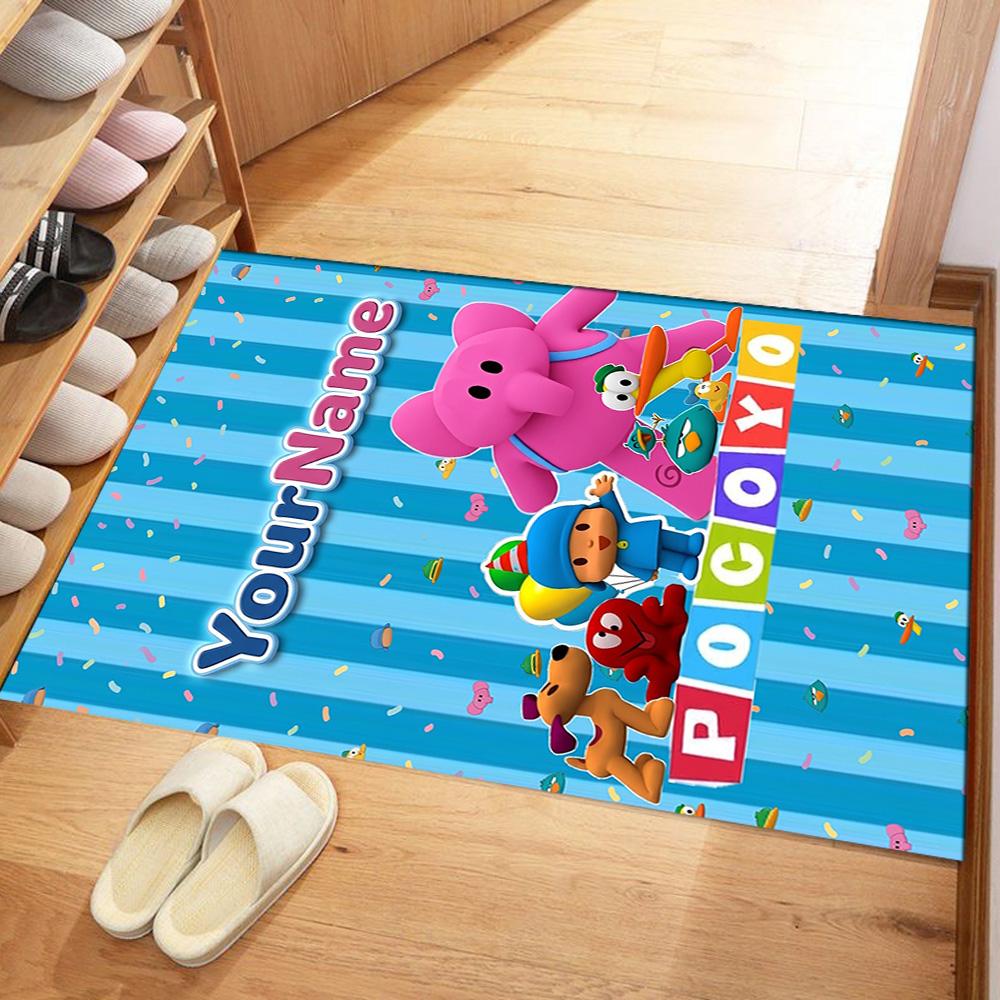 Alfombra de Piso Personalizada con Nombre de Pocoyó Alfombra de Oficina Adecuada para Comedor Salas de Juegos Cocina Entrada Alfombra Antideslizante Decoración de Oficina de Anime