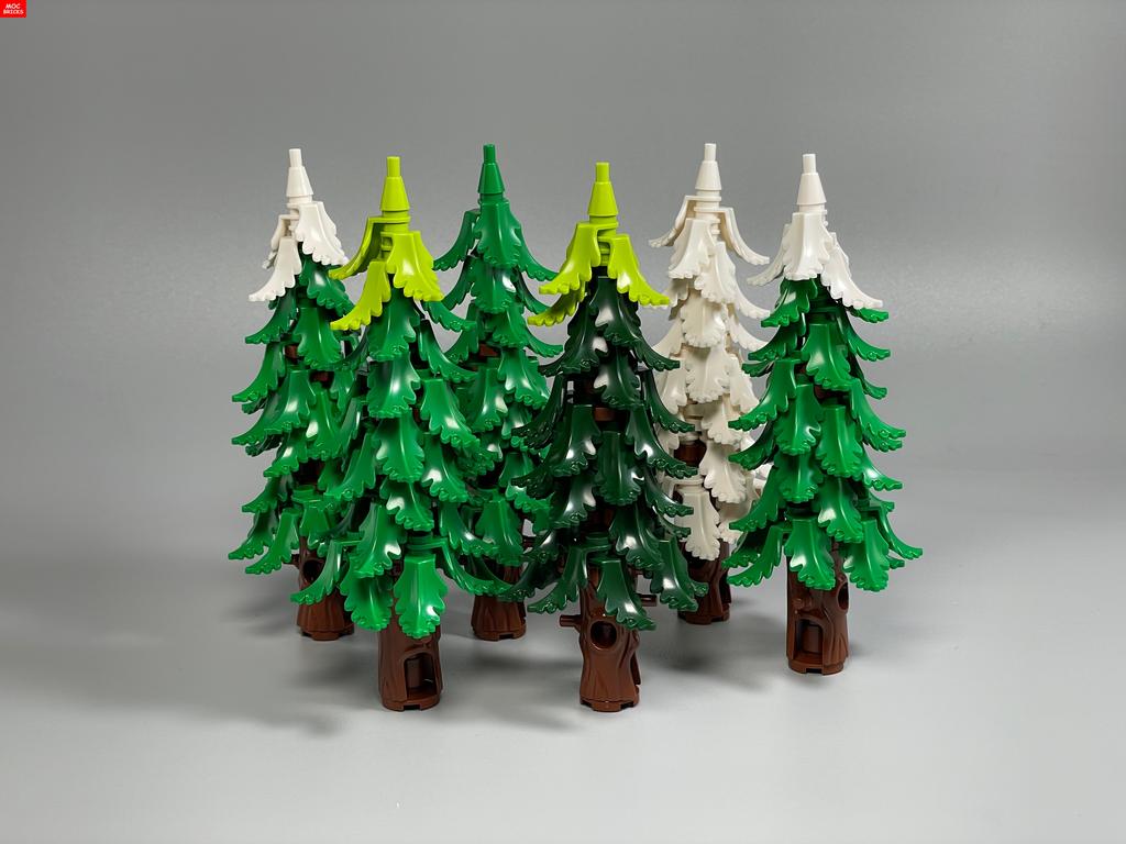 MOC Bricks Plant Winter Tree Model Forest Bush Pine Building Block City Street House Cottage Scene Decoration Kid Toy Gift