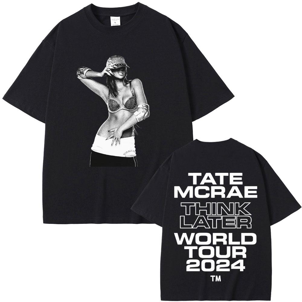 Tate Mcrae The Think Later World Tour T-shirts Men Women Fashion Vintage  Short Sleeve Tees Casual  T Shirts