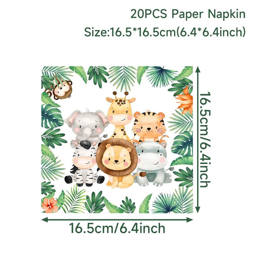 Jungle Animals Disposable Party Tableware Tablecloth Paper Plate Cup Wild One Birthday Party Decoration Kid Baby Shower Supplies