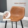 Bar Stools Set of 2, PU Leather Dining Stools with Backrest, Footrest, for Kitchen, Counter, Breakfast Bar, Brown