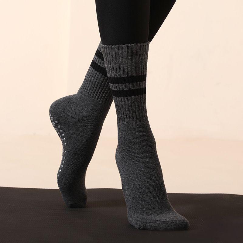 

Yoga Socks Fall and Winter Non Slip Professional Tube Socks Women s Outwear Long Socks Indoor Floor Pilates Socks Sports Fitness Socks Gray