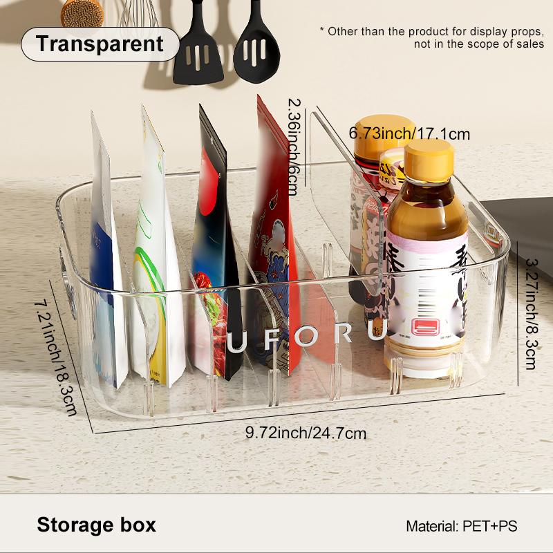 

UFORU Seasoning Storage Box - Kitchen Spice Jar & Bag Organizer - Multi-Functional Debris Rack for Household Condiment Storage прозрачный