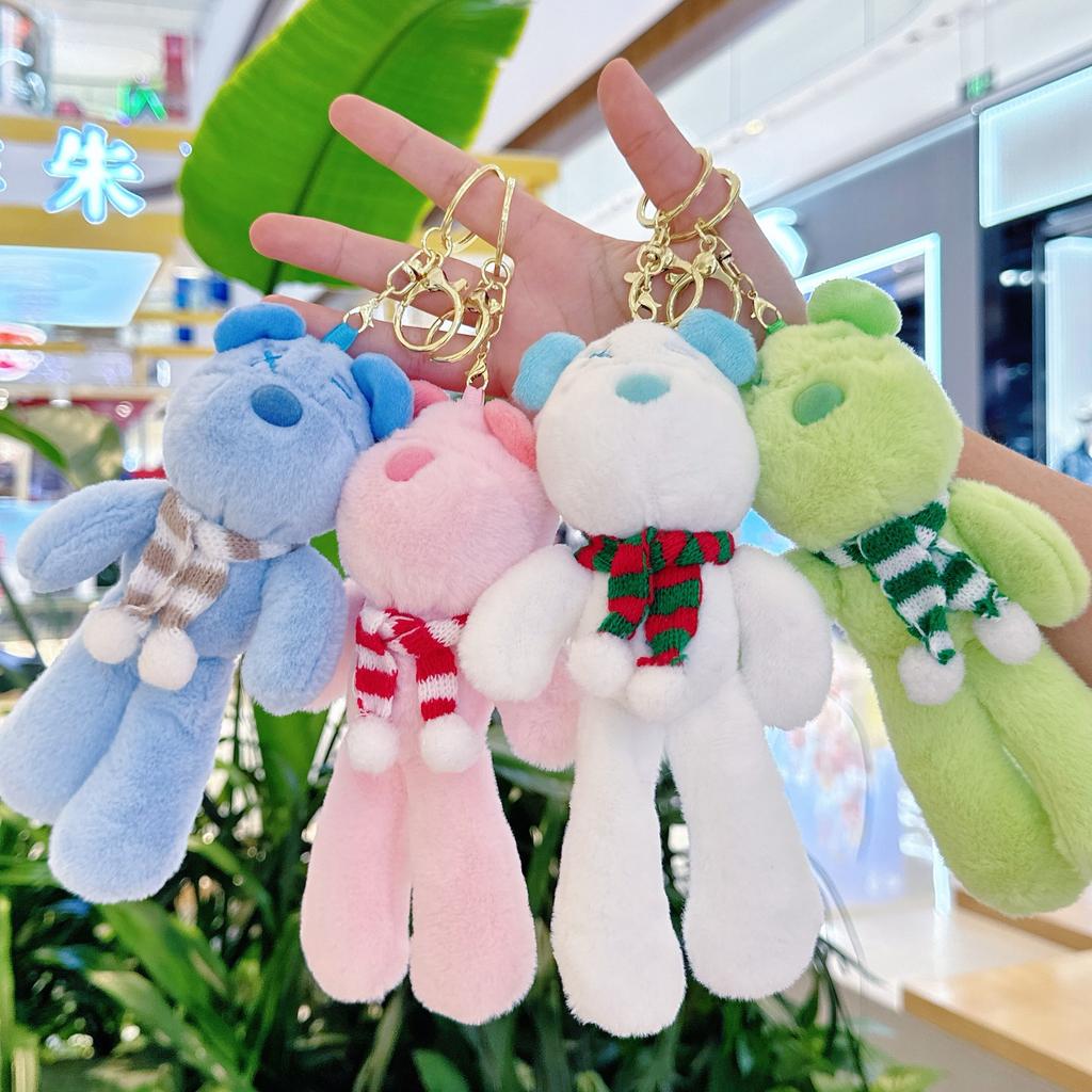 Klíčenka s plyšovou hračkou medvídek přívěsek na školní tašku plyšová panenka pár dekorace na batoh dárek