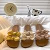 Versatile fairy with skirt beautiful one-word sandals 2025 new soft bottom bow slippers women's summer wear