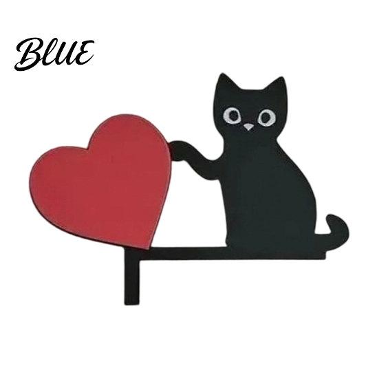 Cute Cat Door Corner Decor Wooden Cartoon Frame Pendant Black Unique Decoration Decoration Decorative Wall Sticker for Photo Frames And Cabinets
