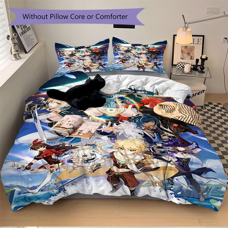 3pcs Anime Cartoon Design Comforter Set with One Quilt Cover and Two Pillowcases (No Core) - Home Decor, Festival Gift, Polyester Fabric, Suitable for