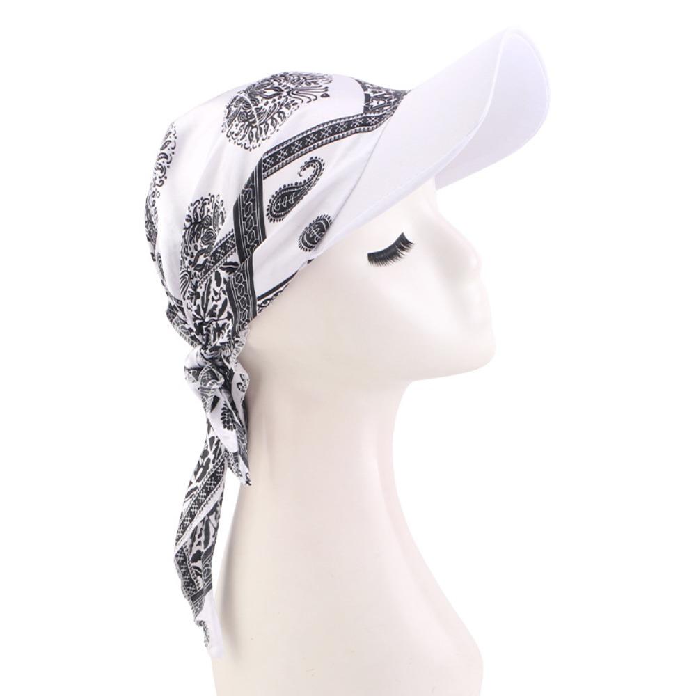 Breathable Women Printed Satin Headscarf Hat Summer Baseball Cap Outdoor Sun Hat  For Men Women