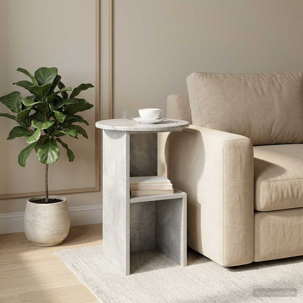 Side Table Concrete Grey Ø 39.5 x 55 cm Engineered Wood