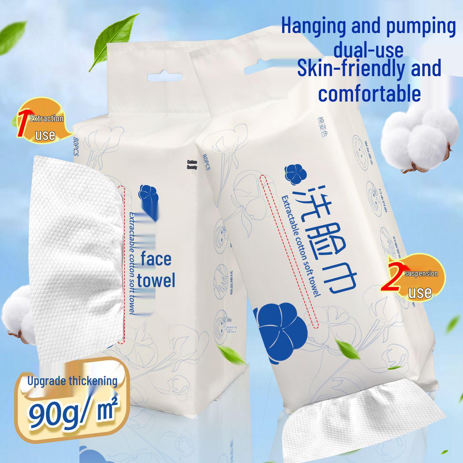 Economical Wall-Mounted Disposable Soft Cotton Face Wipes Pack 20x20 cm