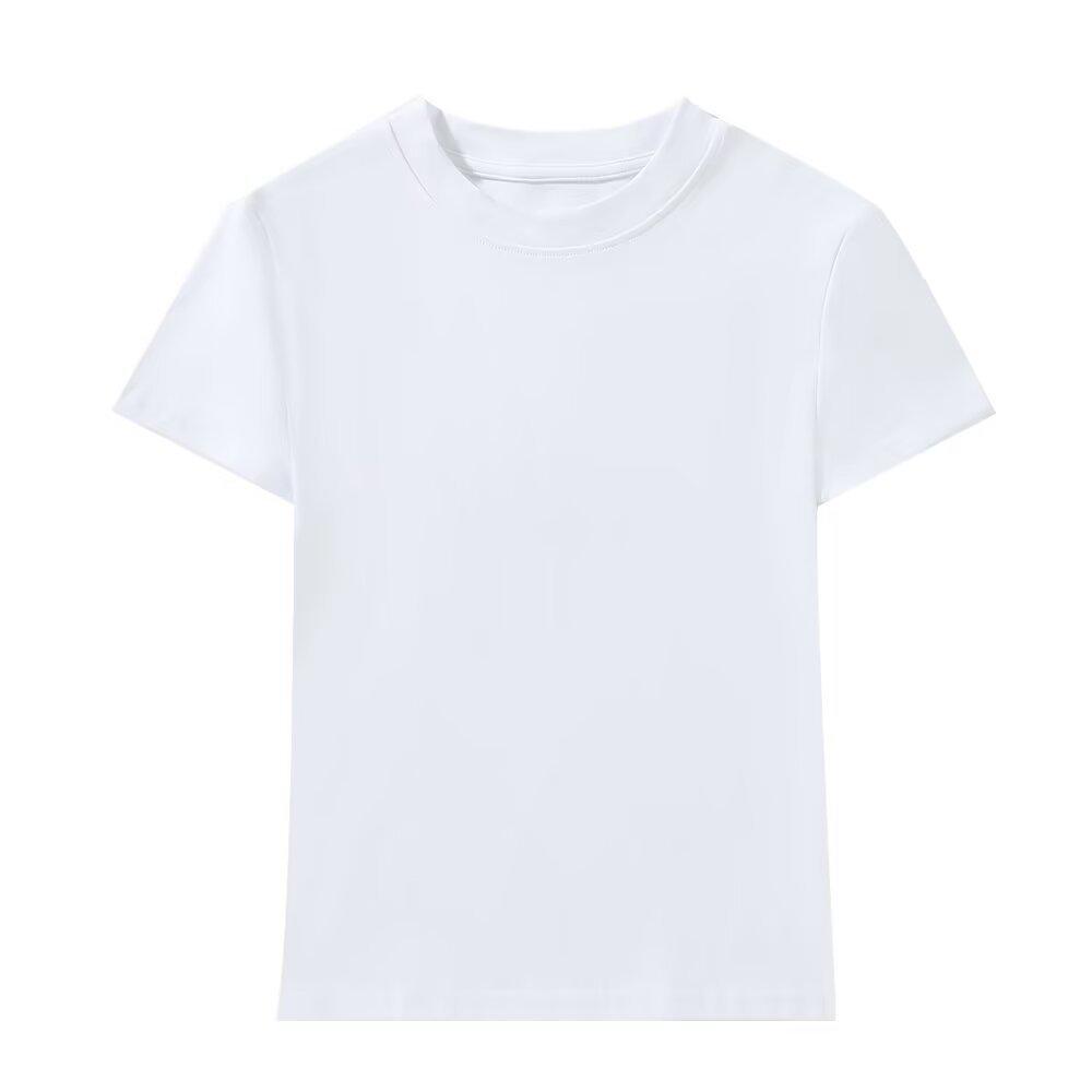 

Женская летняя легкая футболка класса люкс из хлопка с круглым вырезом и короткими рукавами 2025 года, облегающая M [Recommended 95-110 catties]