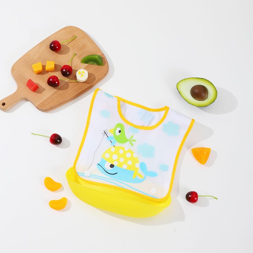 Baby food bib Baby waterproof bib three-dimensional detachable food food pocket Child child saliva pocket