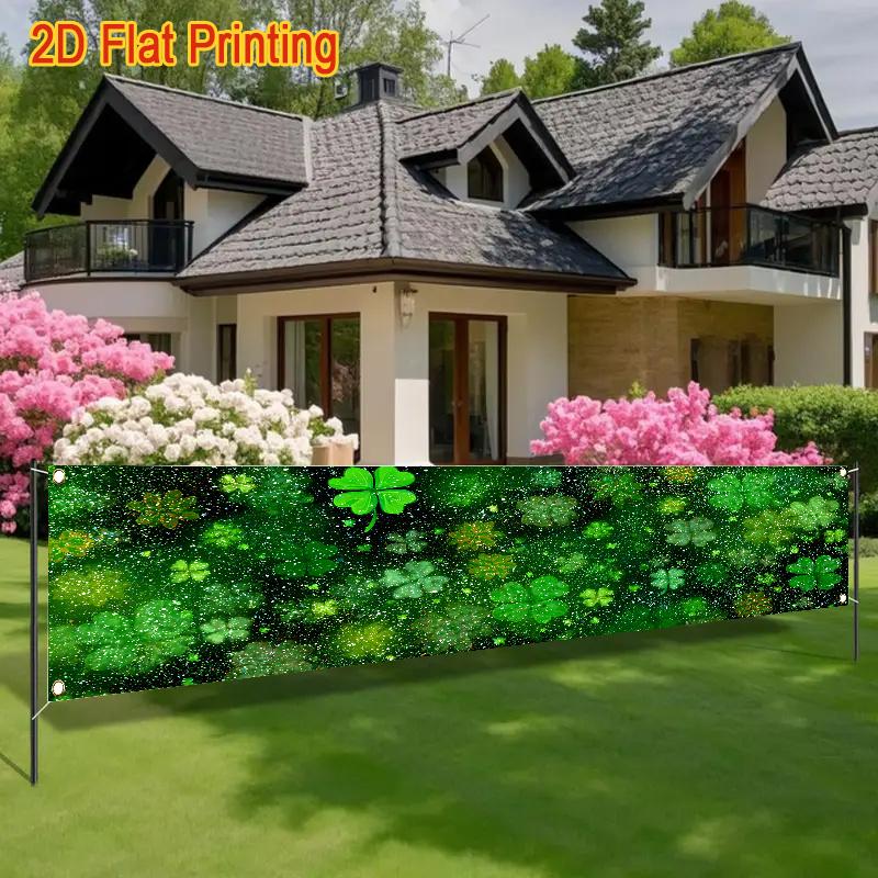 Patterned Polyester Fence Banner, Festive Durable Design, Outdoor Lawn Wall Holiday Celebration Party Supplies