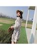 Women Mid-Length Chiffon Print Sun Protection Clothing Seven-Point Sleeve Cardigan