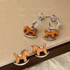 Silver Needle Resin Horse Pendant Earrings: Korean Style, Simple, Versatile High-Class Stud Earrings for Women.