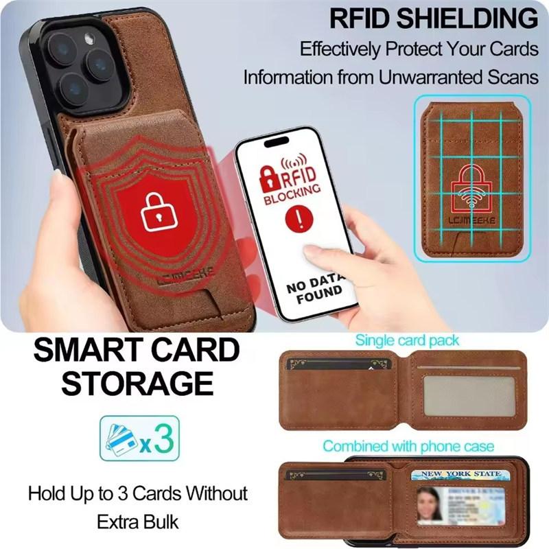 Avtakbar For Magsafe Magnetisk Kortholder Lommebok Etui for iPhone17 Air 16 E 15 14 Plus 13 12 Mini 11 Pro Max XS XR X 7 8 SE