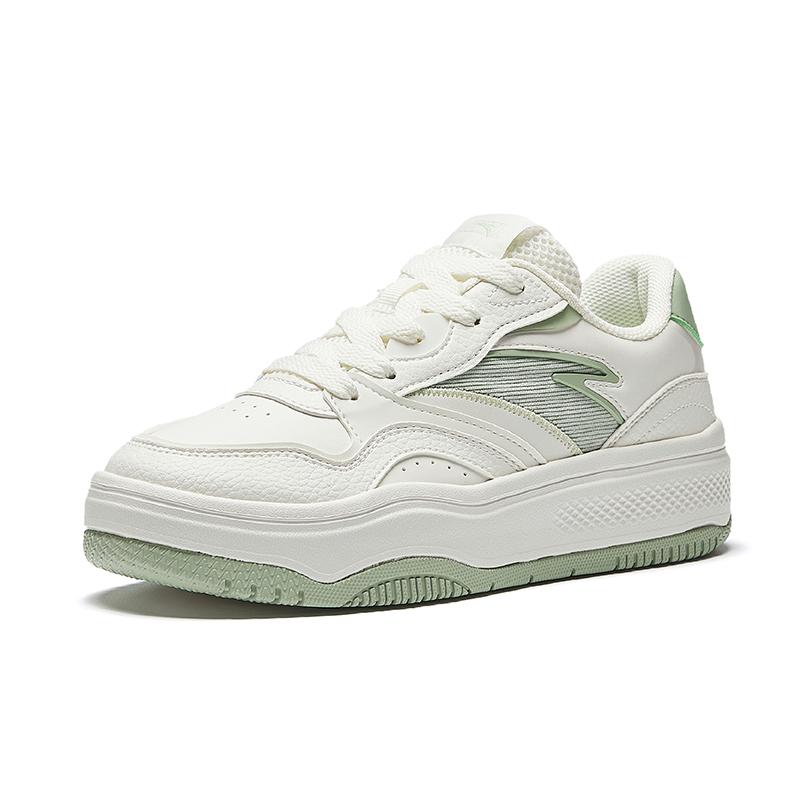 Anta Street Fun 2 Trendy Casual Slip Resistant Wear Resistant Lightweight Increased Height Low Top Skate Shoes Women sneaker White Green 922618077F-11