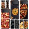 Handyhülle für Samsung Galaxy Z Flip 3 4 5 6 7 Faltbare Schwarze Hülle Für Samsung Z Flip4 Flip5 PC Harte Abdeckung Pizza Beste Freunde