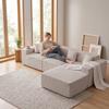 Modular Corner Sleeper Sofa, 277 cm L-Shaped Cloud Sofa in Corduroy, Comfort Foam, No Assembly, Deep Seat, Convertible Sofa for Living Room, Beige