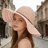 (One Size, Pink) Women's Summer Straw Hat Elegant Floppy Wide Brim Beach Cap Lightweight Lace Sun Hat