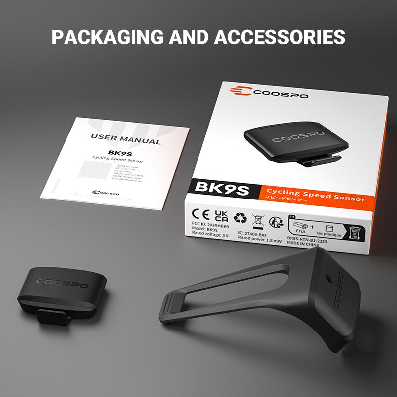

Coospo BK9S Датчик скорости ANT+ Bluetooth Велокомпьютер Велоаксессуары Совместим с Wahoo BK9S