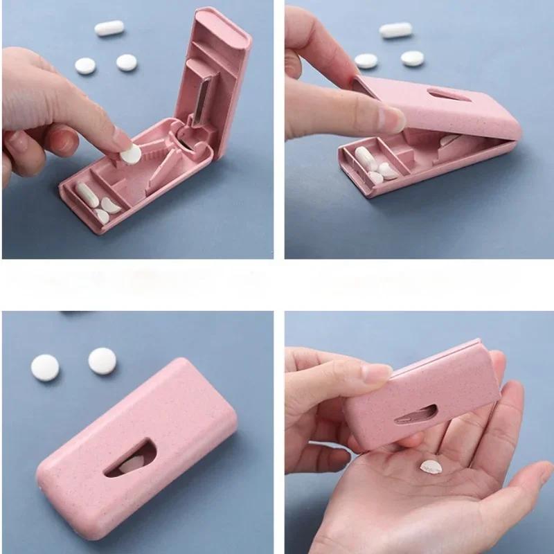 1pc Mini Useful Portable Medicine Pill Holder Tablet Cutter Splitter  Case Storage Box Divider