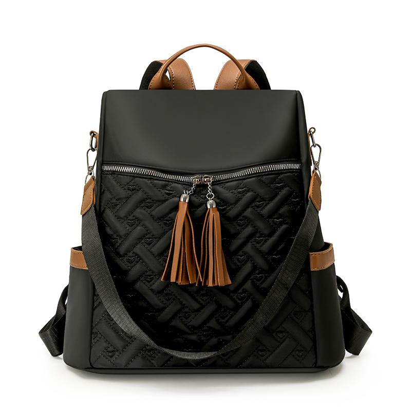 Women's Tassel Backpack Large Capacity Three-Use Shoulder Bag