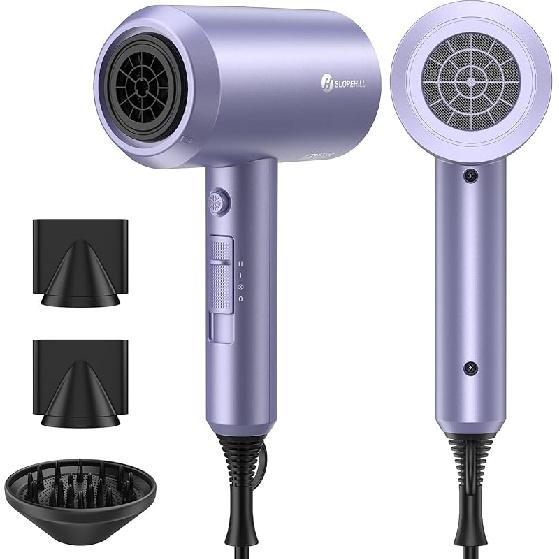 Slopehill Professional Ionic Hair Dryer, Powerful 1800W Fast Drying Low Noise Blow Dryer with 2 Concentrator Nozzle 1 Diffuser Attachments for Home