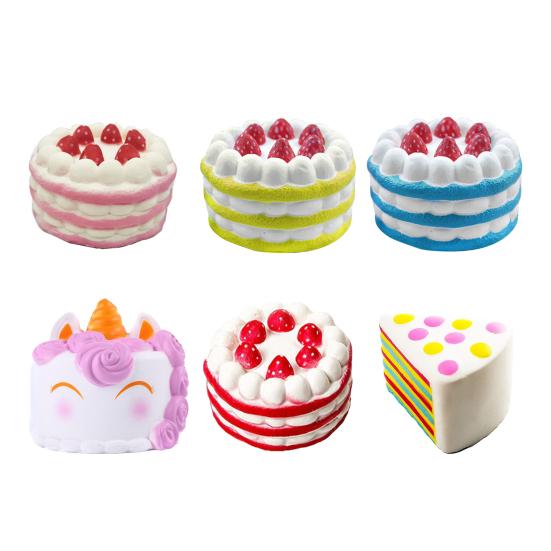 Simulated Cake Squeeze Toy Soft Slow Rising Toy Rainbow Layer Cake Slice Stress Relief Sensory Toy for Adults Kids