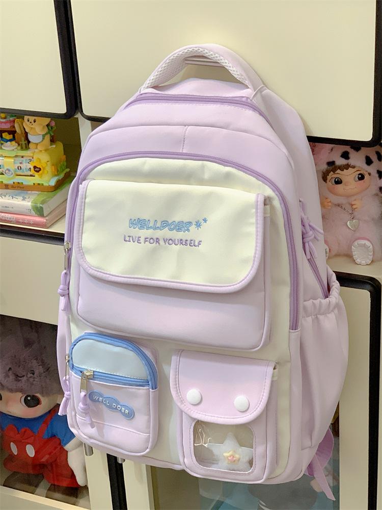Schoolbag Large capacity schoolbag Girls primary school students High value Small fresh color matching backpack Junior high school students Versatile