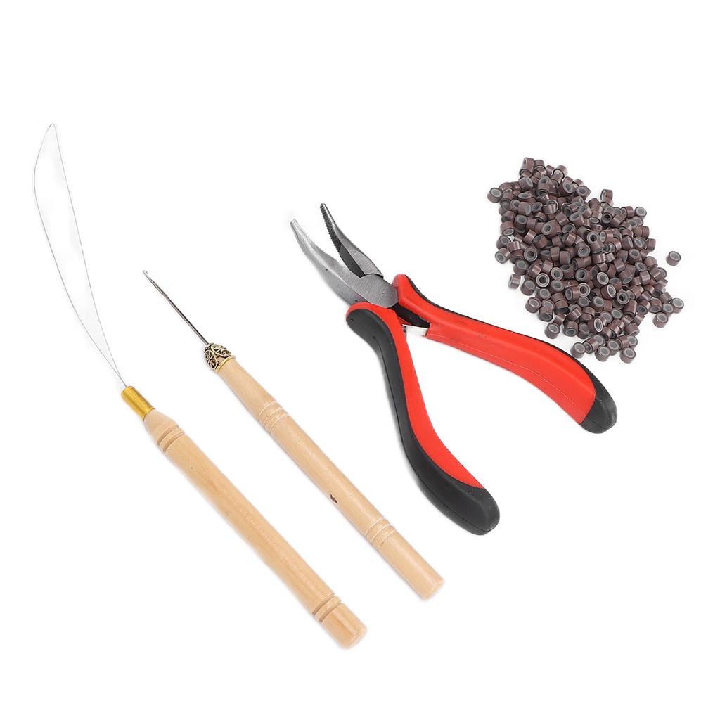 Hair Extension Kit Plier Pulling Hook Needle Extension Beads Tool Set for Extending Hair