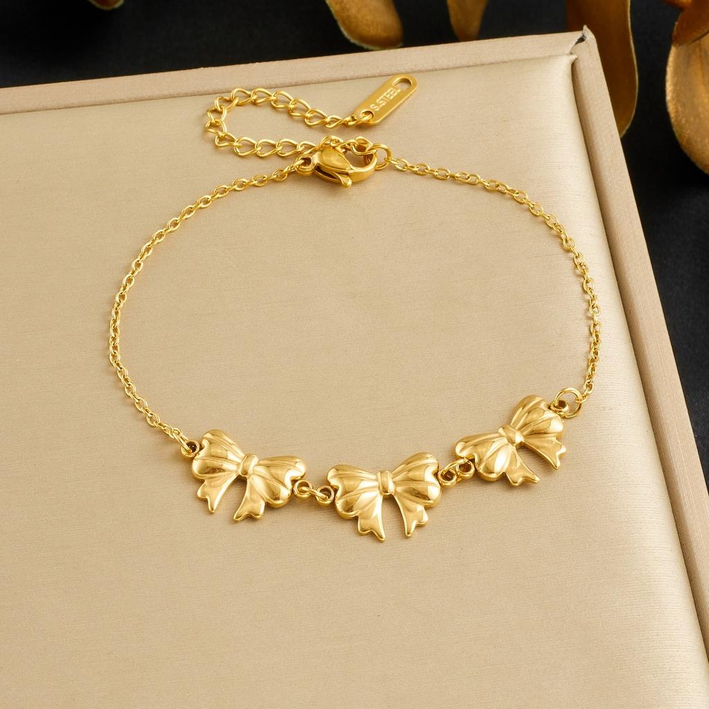 Cute Elegant Bowknot Series Bracelet Women 316L Stainless Steel Simple And Romantic Waterproof Jewelry Gifts