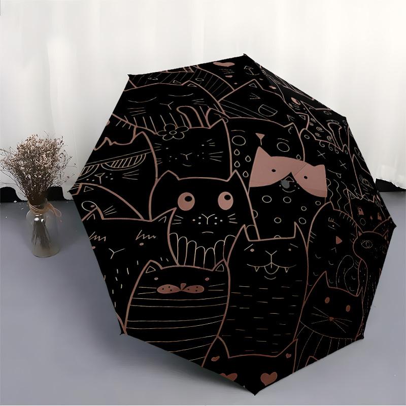 1pc Cat Pattern Fashionable Automatic Opening/Closing Folding Umbrella with 8 Bones, Windproof Portable, Daily Use107