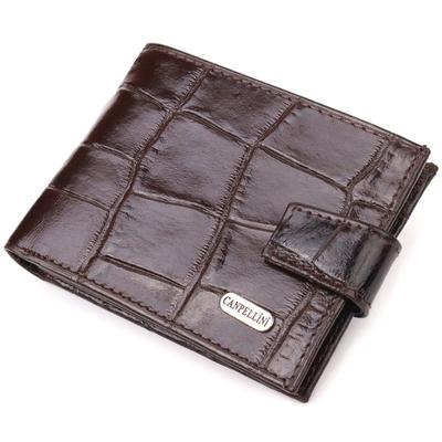 Kompakte Herrenbrieftasche aus echtem strukturiertem Leder CANPELLINI Geldbörse 21509 Braun