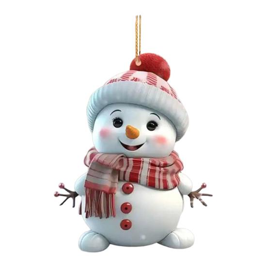 Wooden Christmas Snowman Ornaments Cartoon Snowman with Hat And Scarf Christmas Tree Ornament for Winter Farmhouse Holiday Party Decor