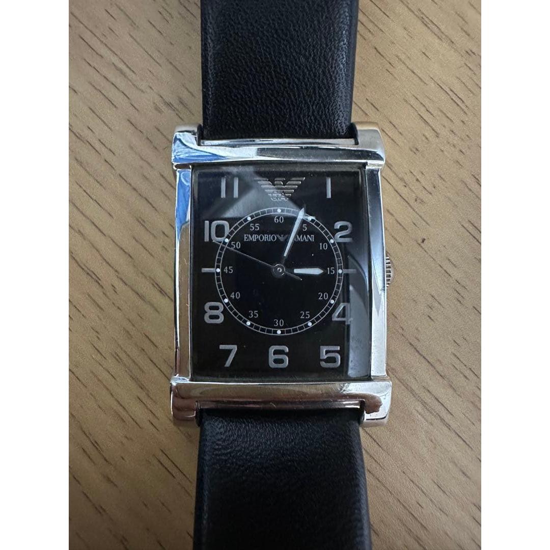 Used [Good condition] EMPORIO ARMANI black leather watch