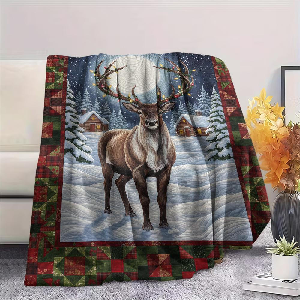 1 Adet Karikatür Baskılı Flanel Battaniye, Yüksek Kalite, Her Mevsim İçin Rahat, Ev Dekorasyonu, Sıcaklık ve Konfor, Noel Doğum Günü Hediyesi İçin Mükemmel